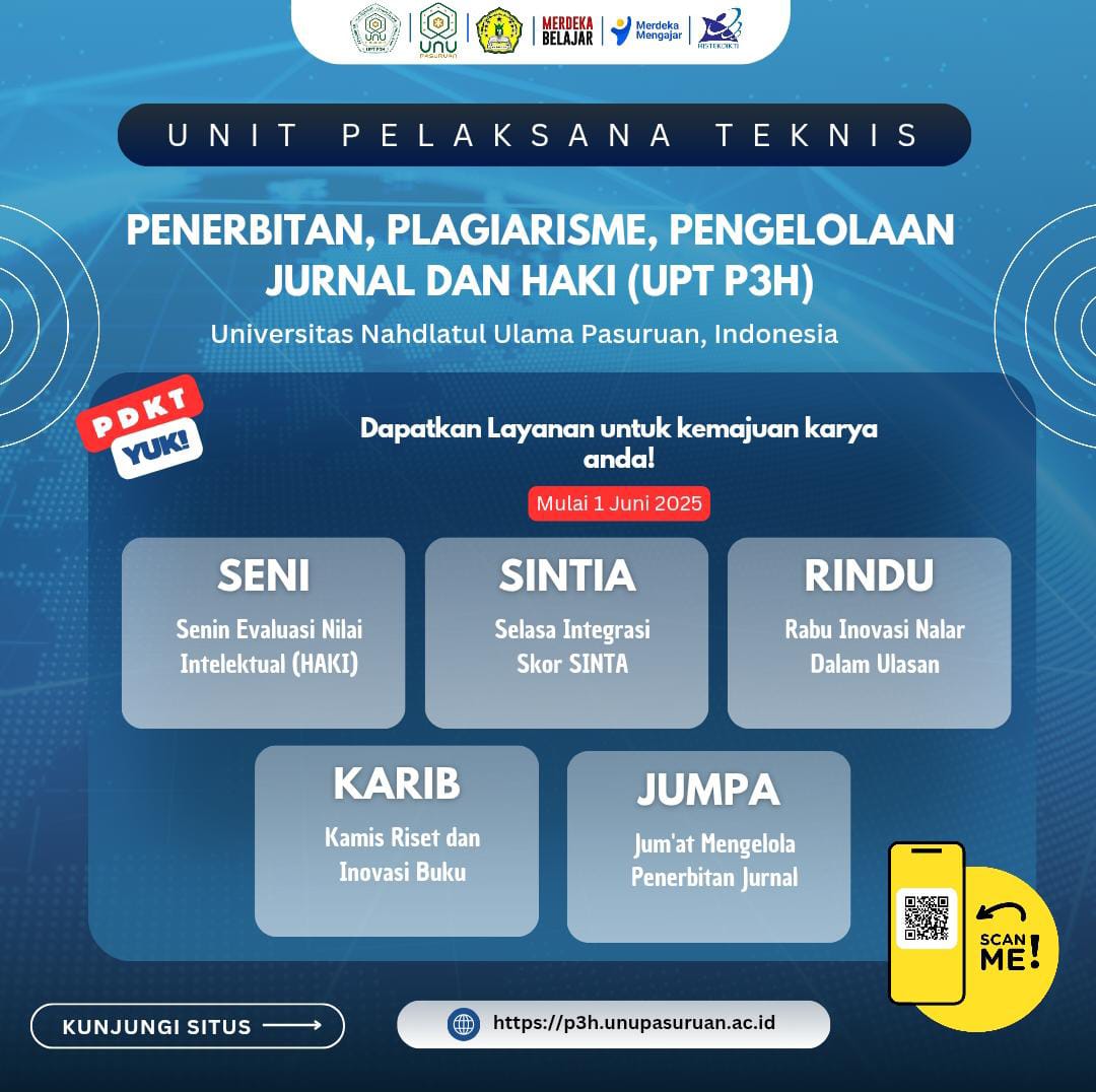 Banner Kegiatan Peningkatan Kualitas Jurnal UPT P3H UNU Pasuruan
